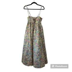 StitchDrop Floral Maxi Dress Adjustable Straps Pockets | Size Large (L)